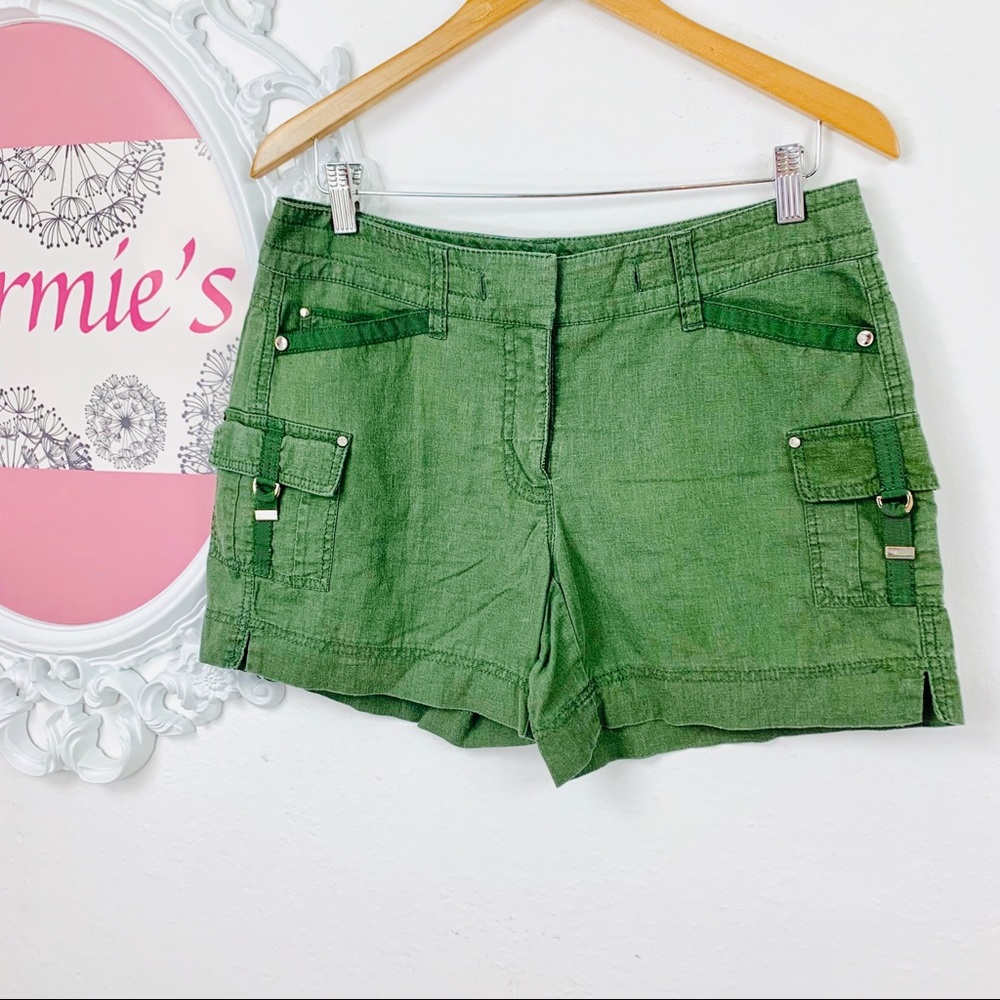 WHBM / Olive Green Silver Stud Rhinestone Shorts